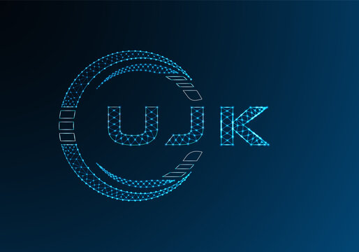 UJK low poly letter logo vector design. UJK lower poly logo design. Low poly logo.