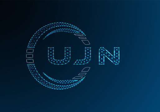 UJN low poly letter logo vector design. UJN lower poly logo design. Low poly logo.