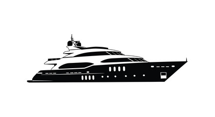 A sleek modern yacht is depicted in a striking black design showcasing luxury and maritime elegance a silhouette © Jahid