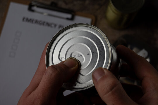 Checking expiration date on canned food