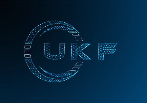 UKF low poly letter logo vector design. UKF lower poly logo design. Low poly logo.