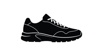 A striking black silhouette of a modern running shoe showcasing its design and form silhouette high quality professional © Jahid