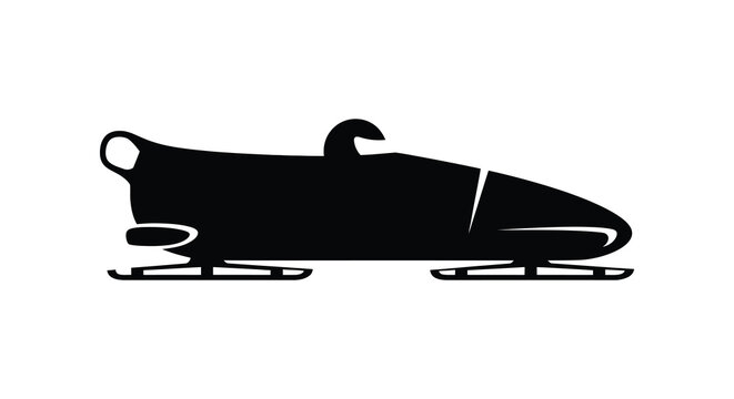 A striking black silhouette depicts a bobsled gliding on ice showcasing speed and winter sports competition silhouette