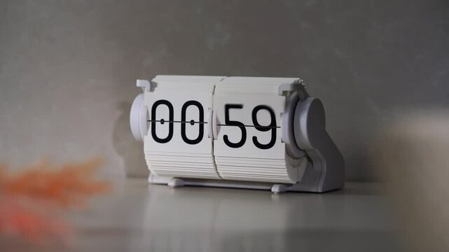 Desktop flip clock that is running.