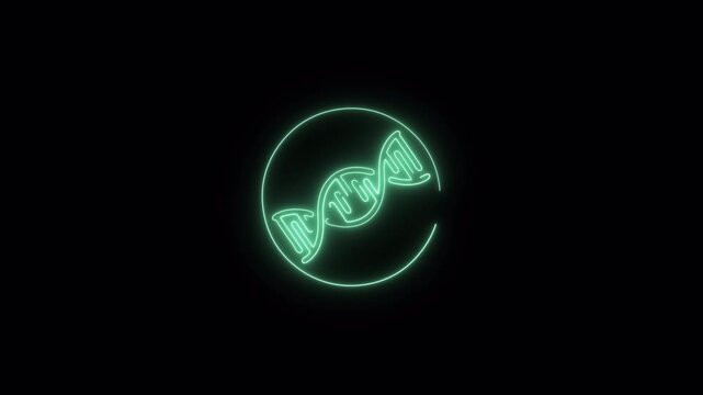 Animated Neon DNA Icon &ndash; Genetics, Biotechnology and Science Concept (Transparent Background)