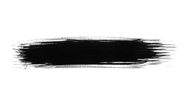 Abstract animation of black paint splashing on a white background. Paint the black brush background and your text with an alpha channel.