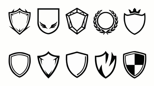 Set of Shield Icons and Badges for Security and Protection Concepts