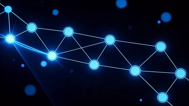 Blue glowing network nodes and connections