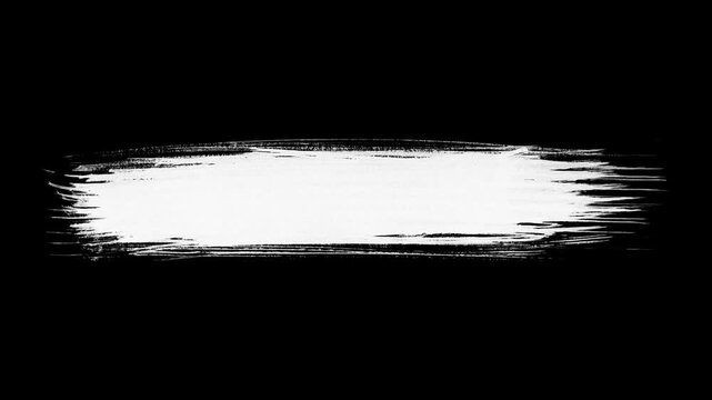 Abstract animation of white paint splashing on a black background. Paint the white brush background and your text with an alpha channel.