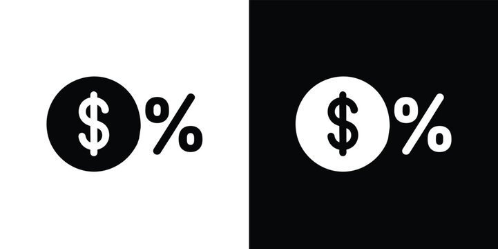 Black and white dollar and percent symbols dollar sign percent sign currency