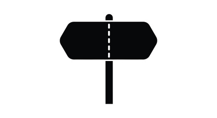 A stark black signpost with a vertical pole indicating direction or choice is depicted as a silhouette © Komla02