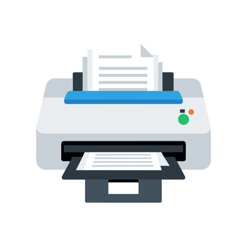 printer with paper printing vector illustration