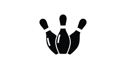 A simple black graphic depicts three bowling pins arranged closely together a striking silhouette high quality professional detailed © Komla02