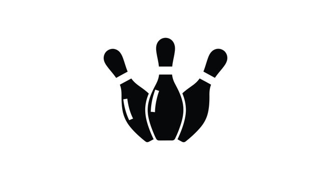 A simple black graphic depicts three bowling pins arranged closely together a striking silhouette high quality professional detailed