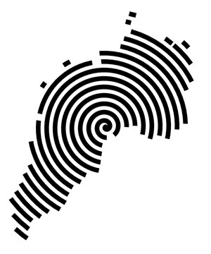 Symbol Map of the city Jever (Niedersachsen, Germany) showing the city with a black spiral line