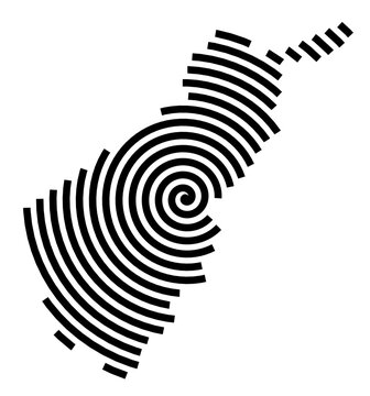 Symbol Map of the city Zetel (Niedersachsen, Germany) showing the city with a black spiral line