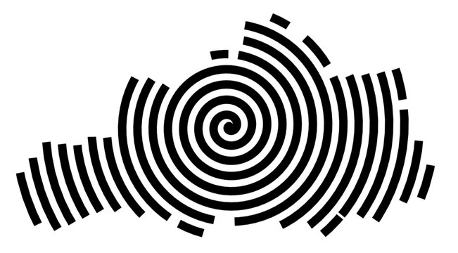Symbol Map of the city Fr&ouml;ndenberg_Ruhr (Nordrhein-Westfalen, Germany) showing the city with a black spiral line