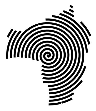 Symbol Map of the city Gescher (Nordrhein-Westfalen, Germany) showing the city with a black spiral line