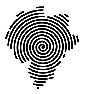 Symbol Map of the city Halver (Nordrhein-Westfalen, Germany) showing the city with a black spiral line