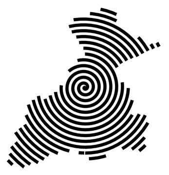 Symbol Map of the city Marsberg (Nordrhein-Westfalen, Germany) showing the city with a black spiral line