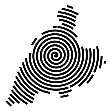 Symbol Map of the city Weilerswist (Nordrhein-Westfalen, Germany) showing the city with a black spiral line