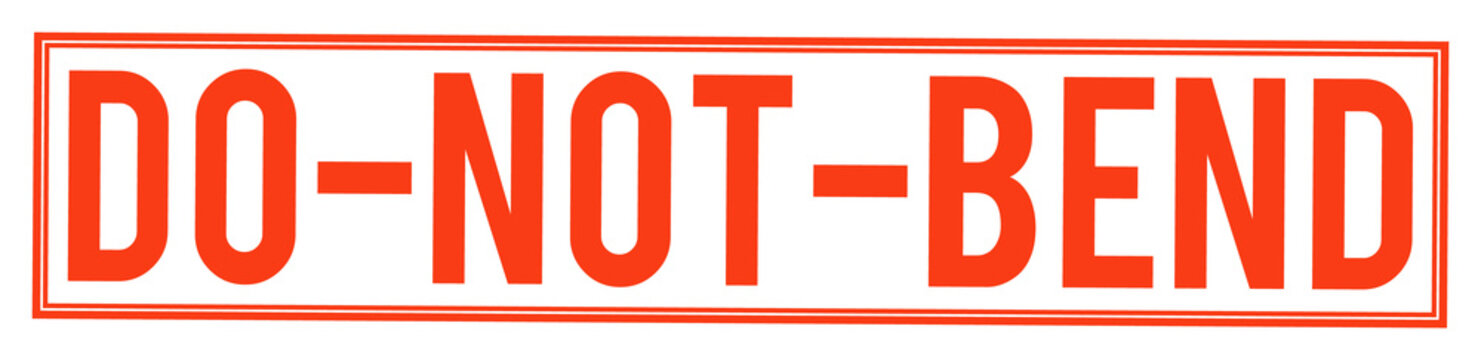 Do not bend warning sign in red on transparent background
