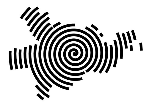 Symbol Map of the city Alsfeld (Hessen, Germany) showing the city with a black spiral line