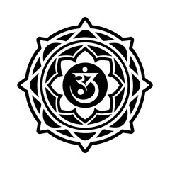 Naklejka premium Sanskrit chakra symbol icon in solid style
