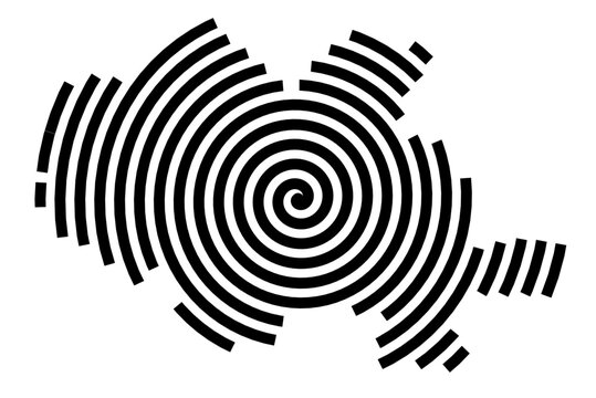 Symbol Map of the city Frankenberg (Eder) (Hessen, Germany) showing the city with a black spiral line