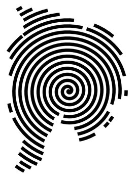 Symbol Map of the city Erlensee (Hessen, Germany) showing the city with a black spiral line