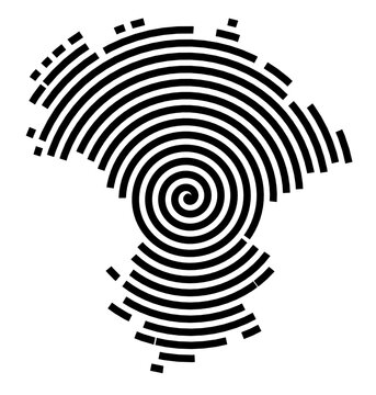 Symbol Map of the city Eichenzell (Hessen, Germany) showing the city with a black spiral line