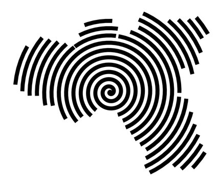 Symbol Map of the city Karben (Hessen, Germany) showing the city with a black spiral line