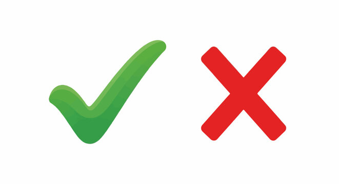 Green checkmark and red cross symbols on white background