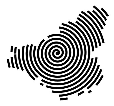 Symbol Map of the city Bitburg (Rheinland-Pfalz, Germany) showing the city with a black spiral line