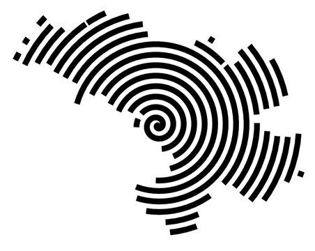 Symbol Map of the city Erbach (Baden-W&uuml;rttemberg, Germany) showing the city with a black spiral line