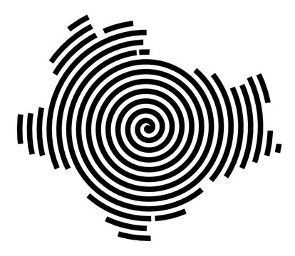 Symbol Map of the city Eningen unter Achalm (Baden-W&uuml;rttemberg, Germany) showing the city with a black spiral line