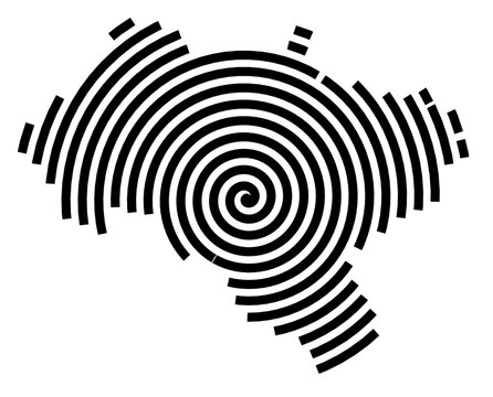 Symbol Map of the city Hechingen (Baden-W&uuml;rttemberg, Germany) showing the city with a black spiral line