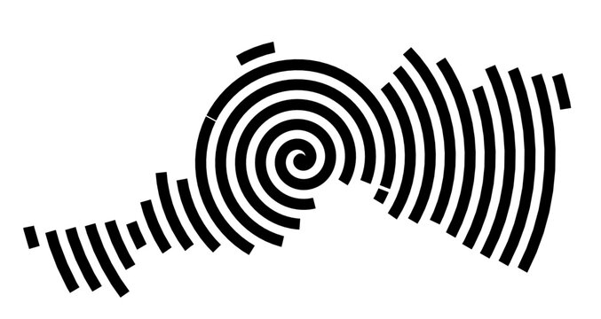 Symbol Map of the city Bobingen (Bayern, Germany) showing the city with a black spiral line