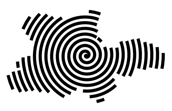 Symbol Map of the city Buchloe (Bayern, Germany) showing the city with a black spiral line