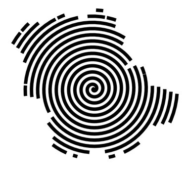 Symbol Map of the city Grafing b.M&uuml;nchen (Bayern, Germany) showing the city with a black spiral line