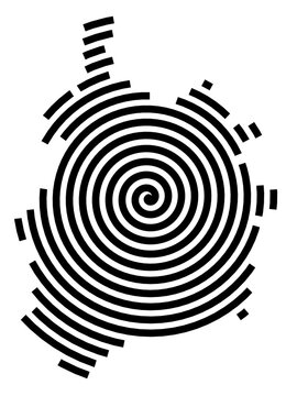 Symbol Map of the city Krumbach (Schwaben) (Bayern, Germany) showing the city with a black spiral line