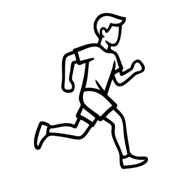 Entrenamiento f&iacute;sico. Dibujo minimalista con l&iacute;neas de un chico joven corriendo con equipaci&oacute;n deportiva, visto de perfil