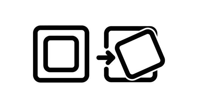 Icon: squares illustrating tweening process, smooth motion in digital graphics and design