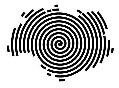 Symbol Map of the city Simbach a.Inn (Bayern, Germany) showing the city with a black spiral line