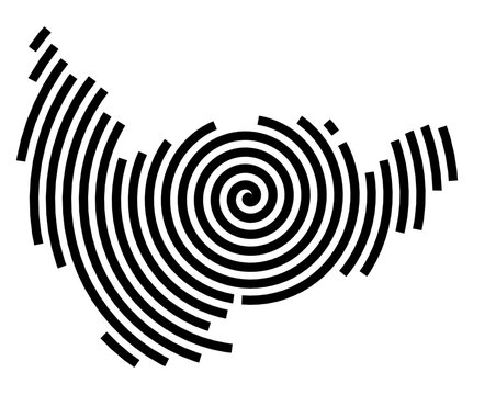 Symbol Map of the city Stephanskirchen (Bayern, Germany) showing the city with a black spiral line