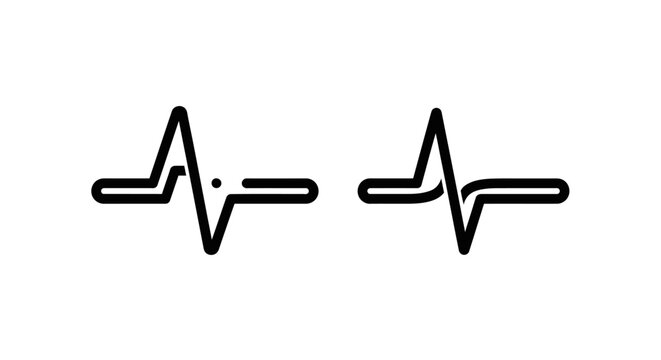 Heartbeat line icons: pulse rhythm and ekg waveform symbols for medical and technology concepts
