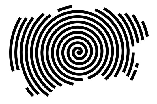 Symbol Map of the city Brieselang (Brandenburg, Germany) showing the city with a black spiral line