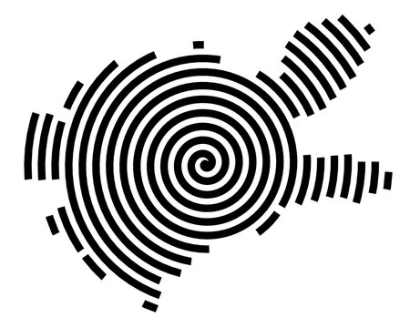 Symbol Map of the city Spremberg (Brandenburg, Germany) showing the city with a black spiral line