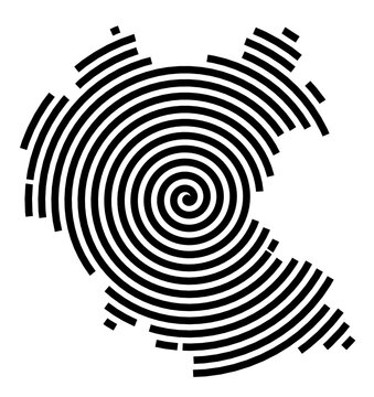 Symbol Map of the city Templin (Brandenburg, Germany) showing the city with a black spiral line