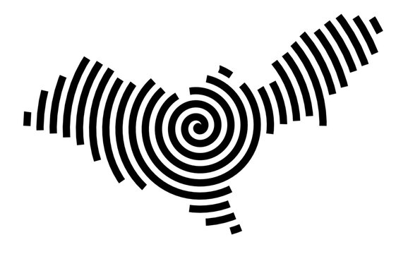 Symbol Map of the city Coswig (Sachsen, Germany) showing the city with a black spiral line
